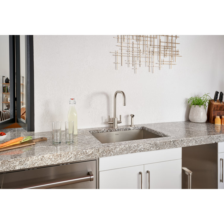 Modern Polished Nickel Deck Mounted Kitchen Faucet with Sidespray