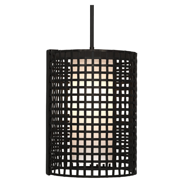 Tweed Oversized Matte Black LED Pendant with Frosted Glass Shade
