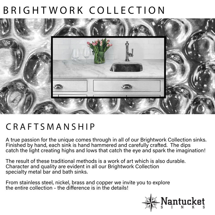 Satin Matte Stainless Steel Square Bar Sink with Hand-Hammered Finish