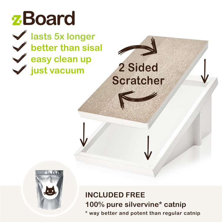 Aspen White Incline Cat Scratcher with Sustainable Board