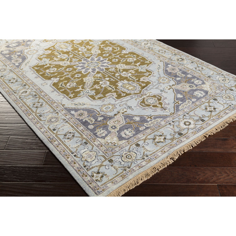 Large Multicolor Hand-Knotted Wool Floral Area Rug