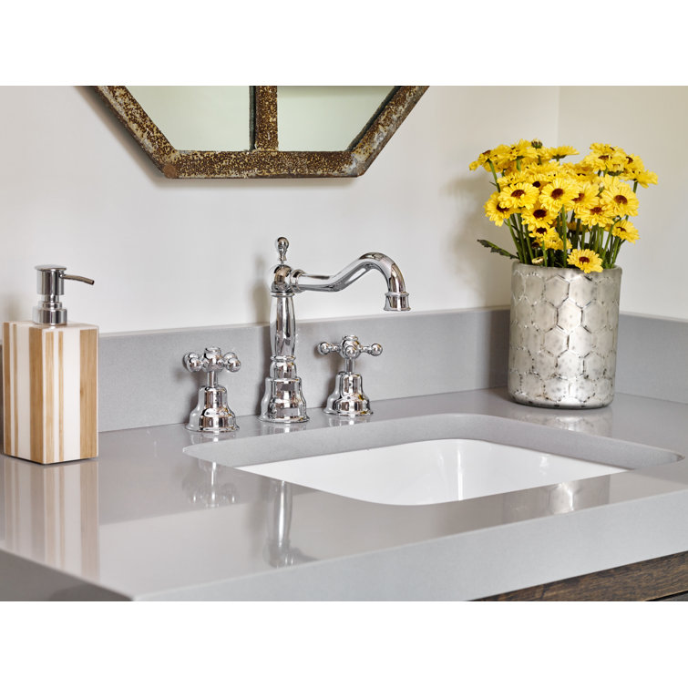 Elegance 8" Polished Nickel Widespread Bathroom Faucet with Brass Finish