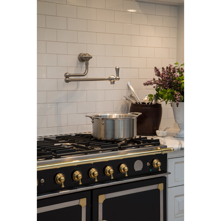 Polished Nickel Wall Mounted Traditional Pot Filler Faucet