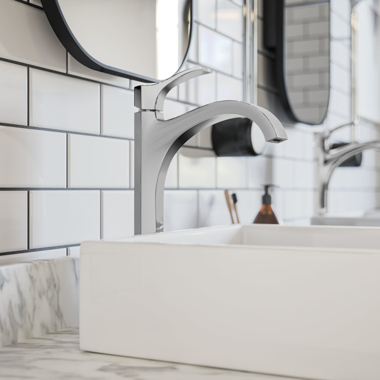 Polished Chrome Single Handle High Arc Bathroom Faucet