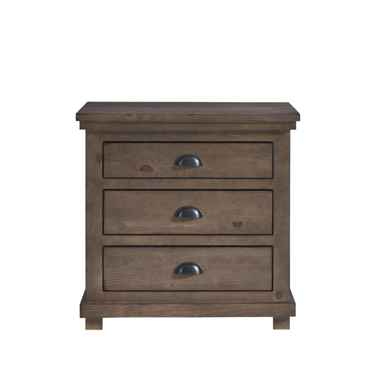 Auburn Cherry 3-Drawer Solid Wood Nightstand