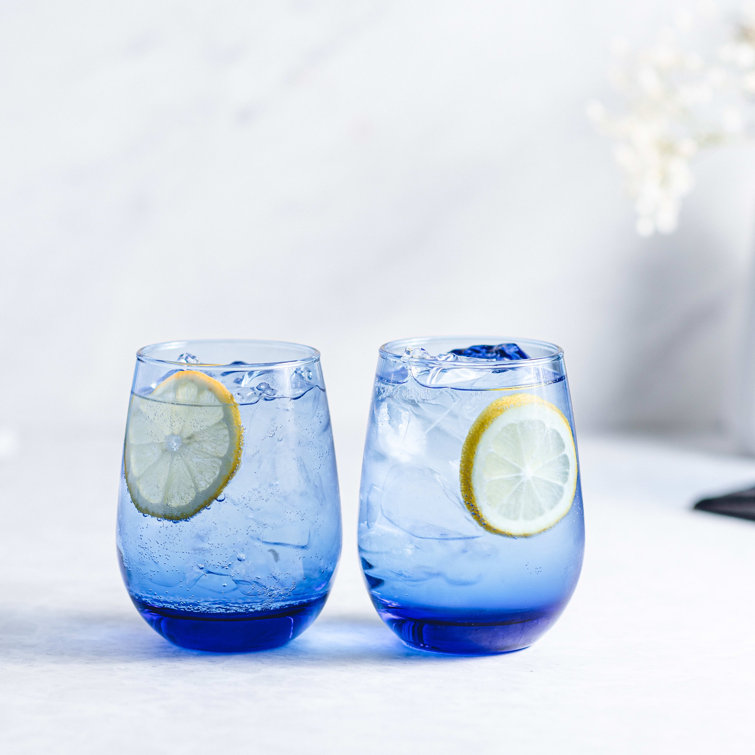 Tidal Blue 15.25 oz Stemless Wine Glass Set of 12