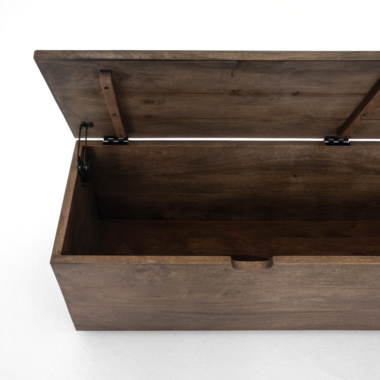 Aged Brown Mango Wood Lift-Top Coffee Table Trunk