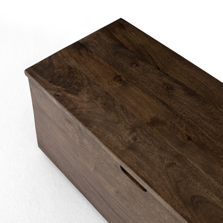 Aged Brown Mango Wood Lift-Top Coffee Table Trunk