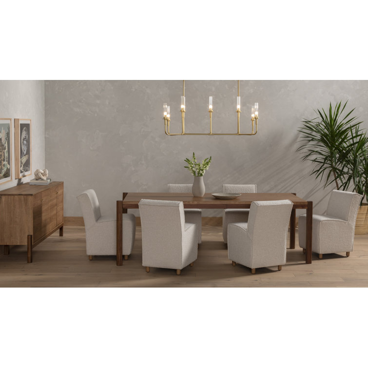 Knoll Natural Upholstered Linen Side Chair with Beech Wood Legs