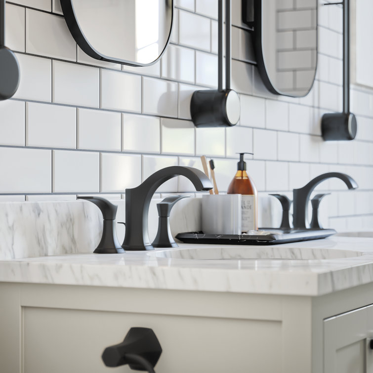 Locarno Matte Black Art Deco Inspired Widespread Bathroom Faucet