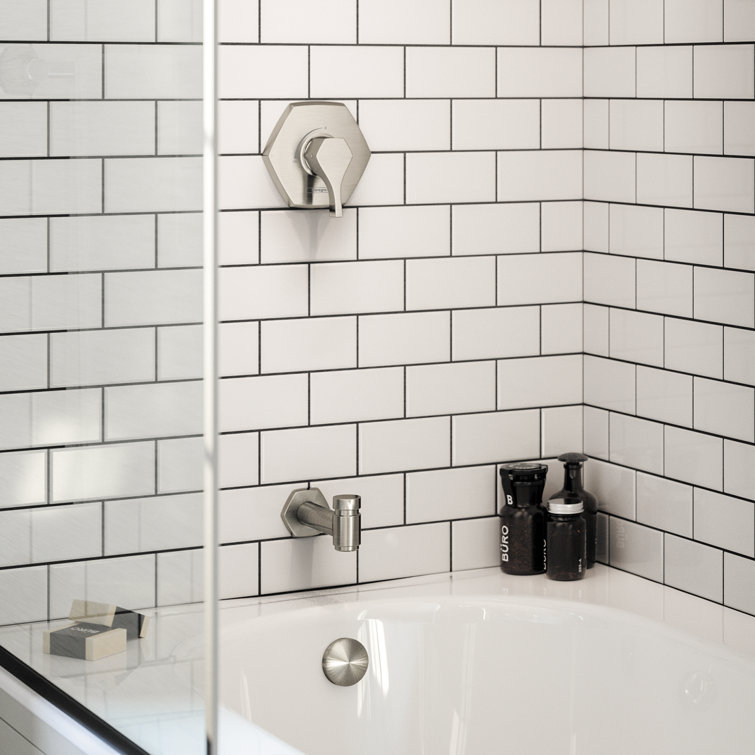 Locarno Art Deco Inspired Brushed Nickel Tub Spout with Diverter