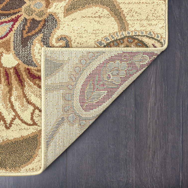 Ivory Floral Synthetic 4' x 6' Area Rug