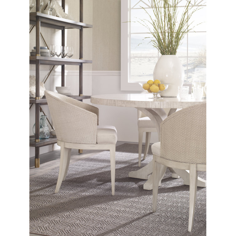 Peninsula Linen Upholstered Arm Chair with Cane Back
