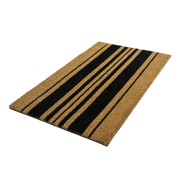 Black and Natural Coir Outdoor Doormat 24" x 36"