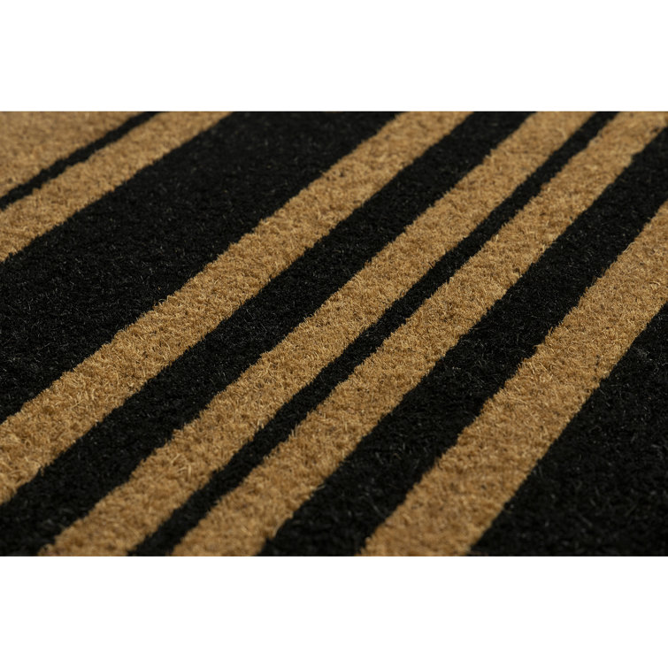 Black and Natural Coir Outdoor Doormat 24" x 36"