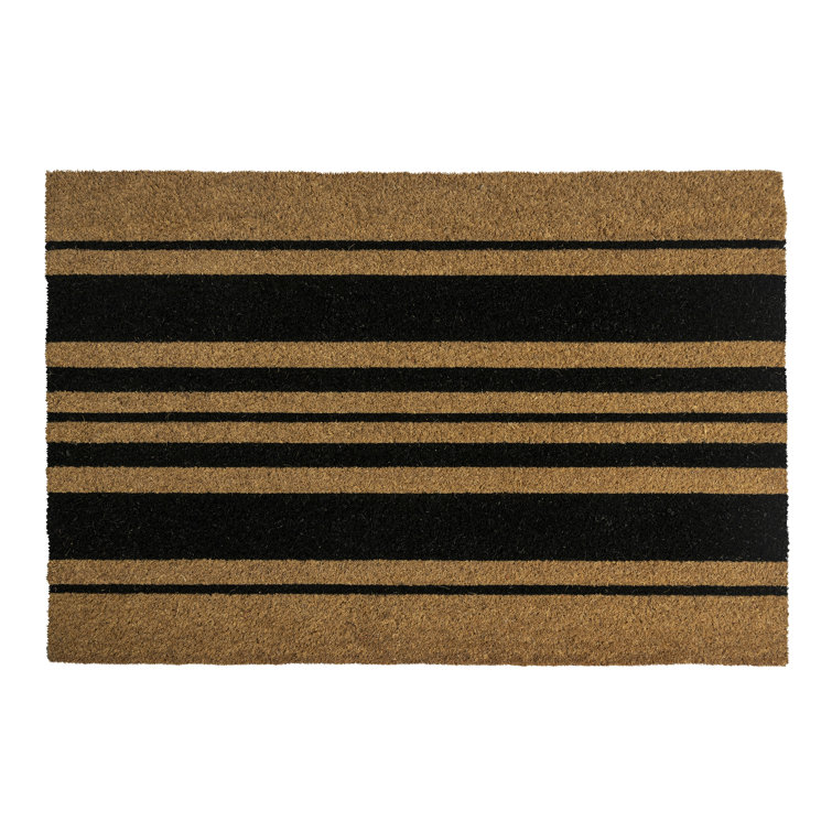 Black and Natural Coir Outdoor Doormat 24" x 36"