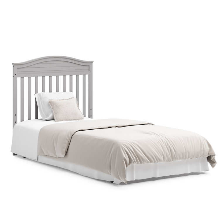 Pebble Gray Pine Wood Mini Convertible Crib with Memory Foam Mattress