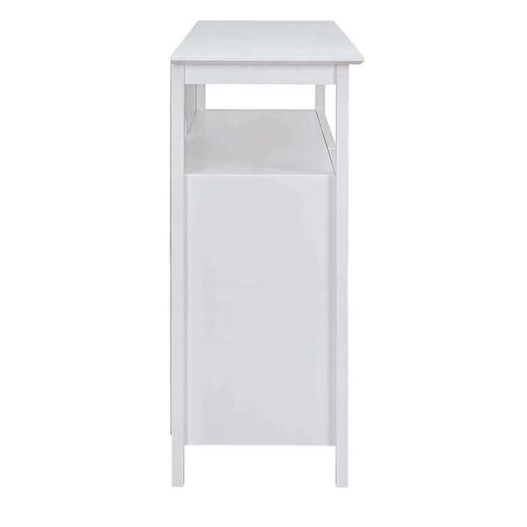 White Solid Pine TV Stand with Glass Cabinet Doors for 55" TVs