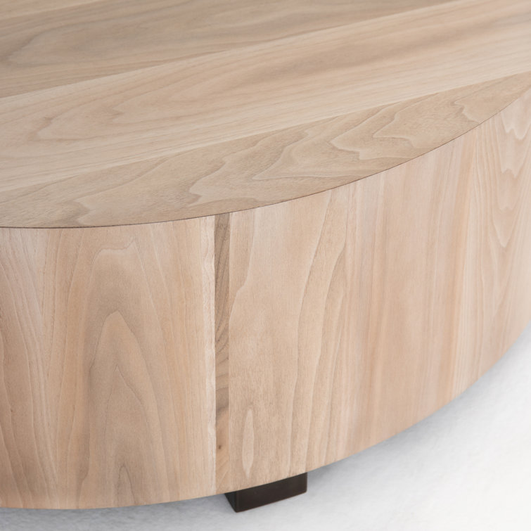 Contemporary Cream Wood Round Coffee Table, 40" Diameter