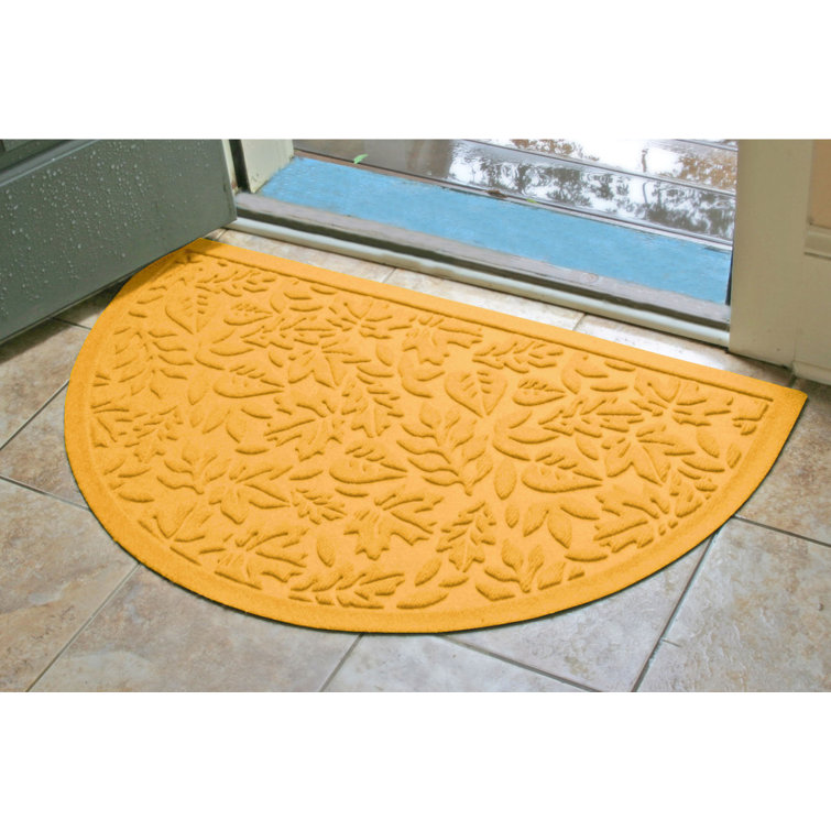 Dark Brown Semi-Circle Rubber Outdoor Fall Door Mat