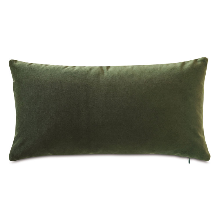 Kelly Green Rectangular Leather Pillow with Velvet Backing