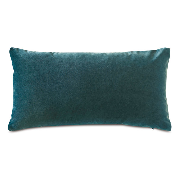 Pacific Blue Rectangular Leather Pillow with Velvet Back