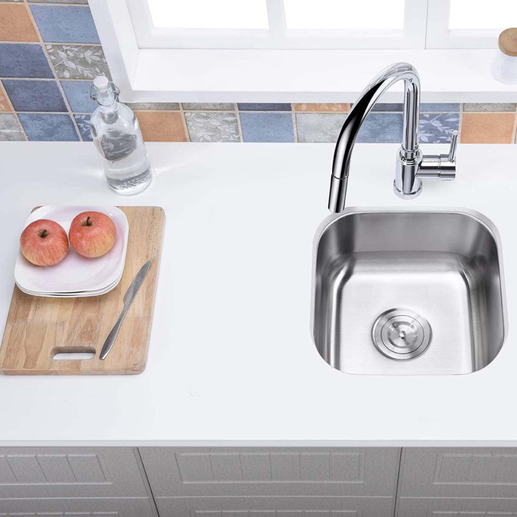 13'' Square Undermount Stainless Steel Single Bowl Kitchen Sink