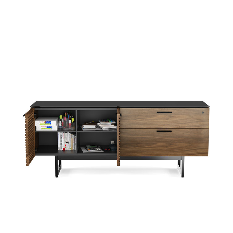 Corridor 70'' Natural Walnut and Black Sideboard
