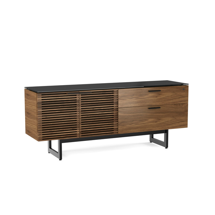 Corridor 70'' Natural Walnut and Black Sideboard