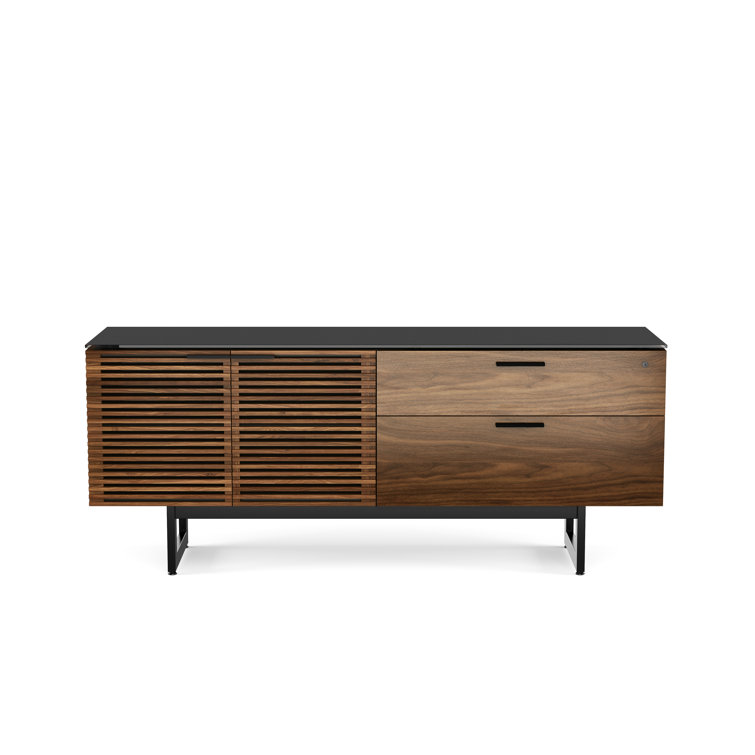 Corridor 70'' Natural Walnut and Black Sideboard
