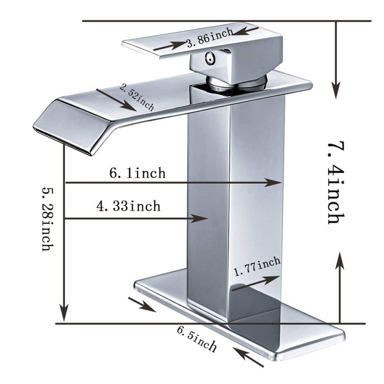 Chrome Single-Handle Waterfall Bathroom Faucet with Drain Assembly