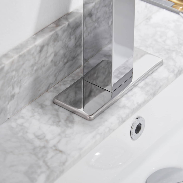 Chrome Single-Handle Waterfall Bathroom Faucet with Drain Assembly