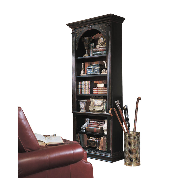 Black Hardwood Adjustable Shelves Traditional Bookcase