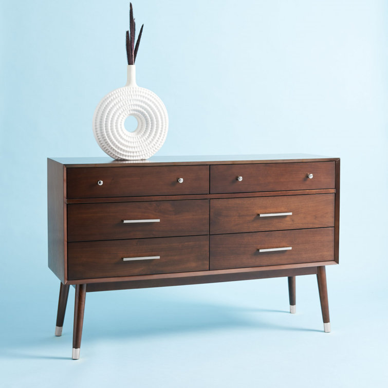 Walnut and Silver Double Dresser with Felt Lined Drawer