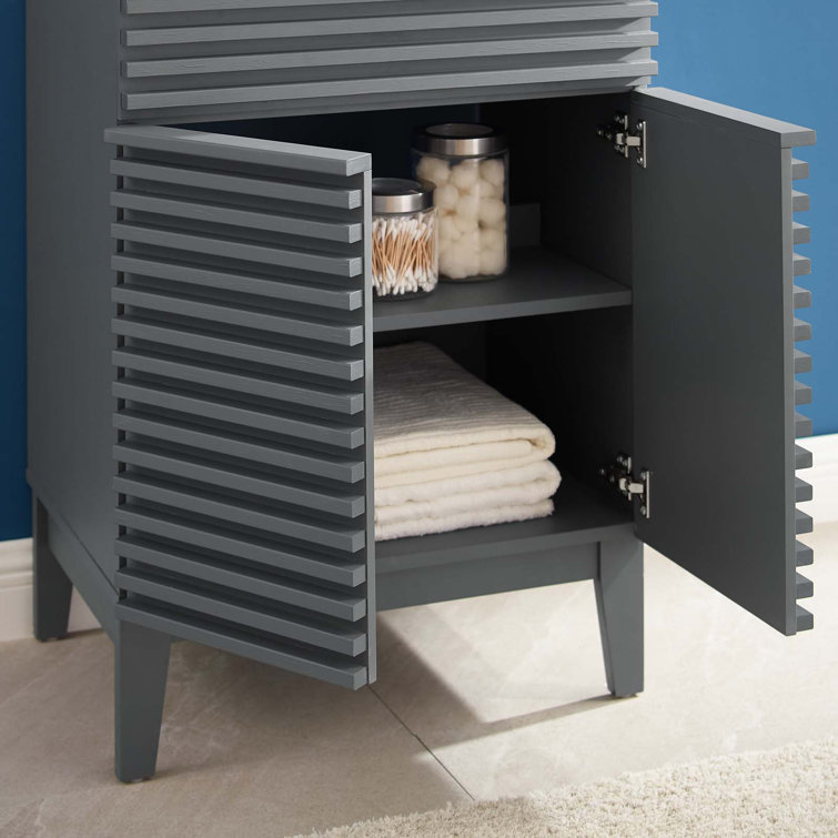 Gray White 24 Inch Mid-Century Modern Bathroom Vanity