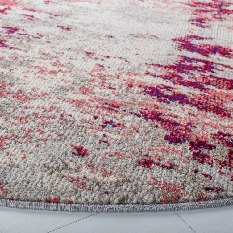 Beige and Wine Abstract Hand-knotted Synthetic Rug