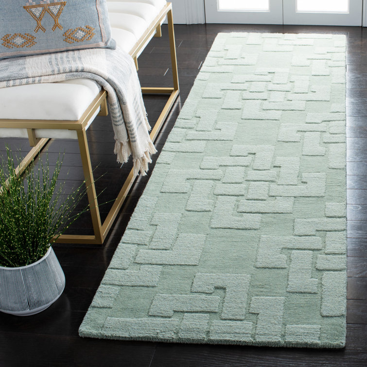 Sea Anemone Tufted Wool 27"x7" Handmade Runner Rug