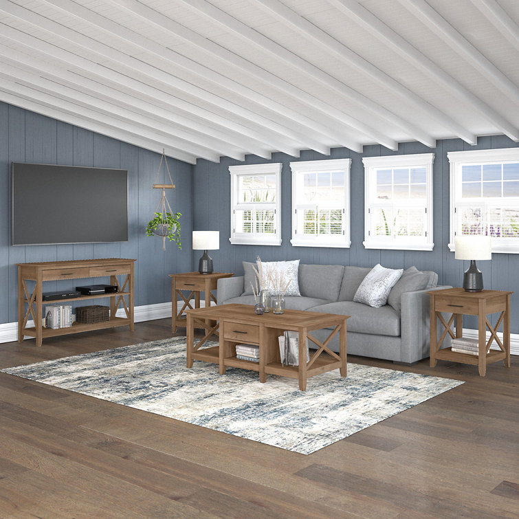 Reclaimed Pine Modern Farmhouse 4-Piece Living Room Table Set