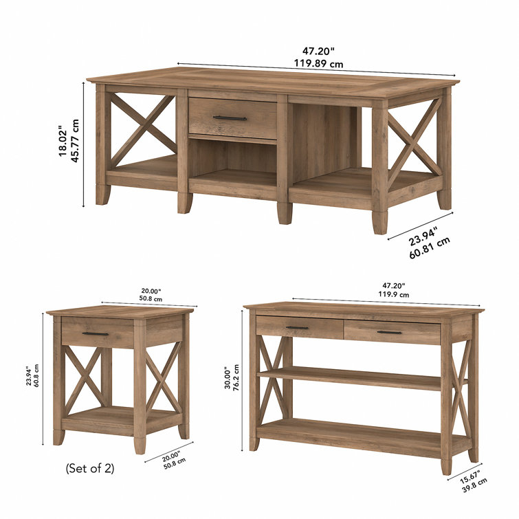 Reclaimed Pine Modern Farmhouse 4-Piece Living Room Table Set