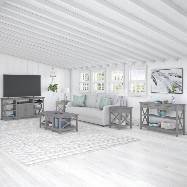 Cape Cod Gray 47" Modern Farmhouse Console Table with Storage