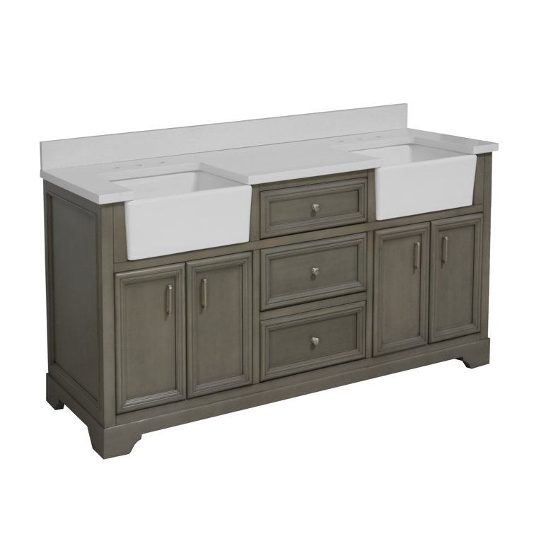 Franklin 72" White Double Bathroom Vanity with Carrara Marble Top