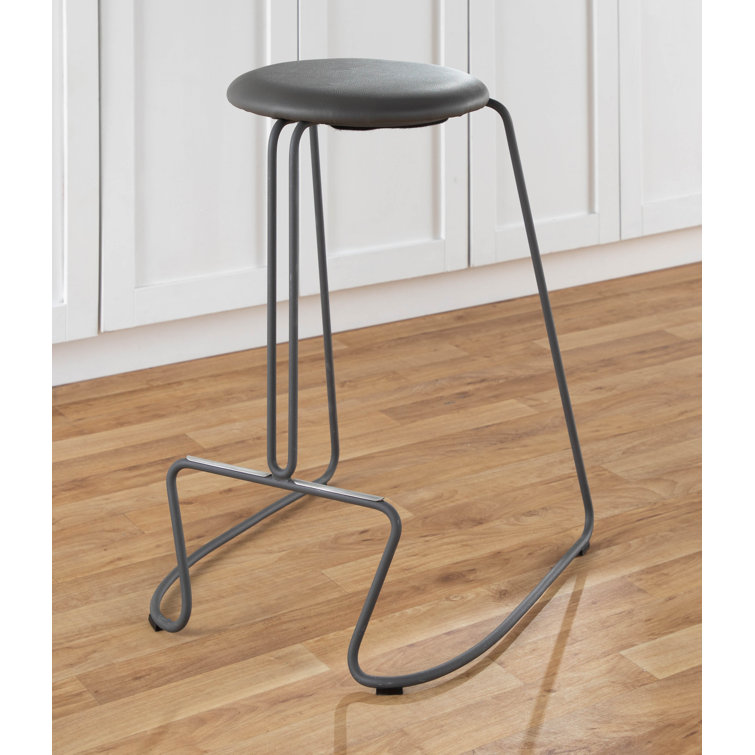 Finn White Steel and Gray Faux Leather Counter Stool Set