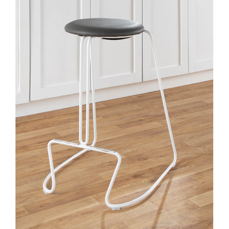 Finn White Steel and Gray Faux Leather Counter Stool Set