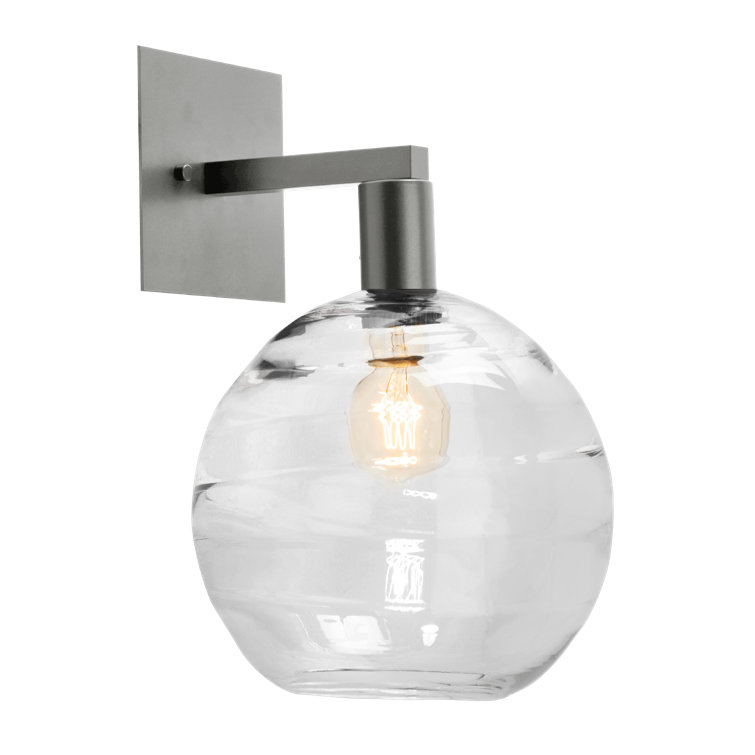 Metallic Beige Silver Glass Globe Sconce with Clear Shade