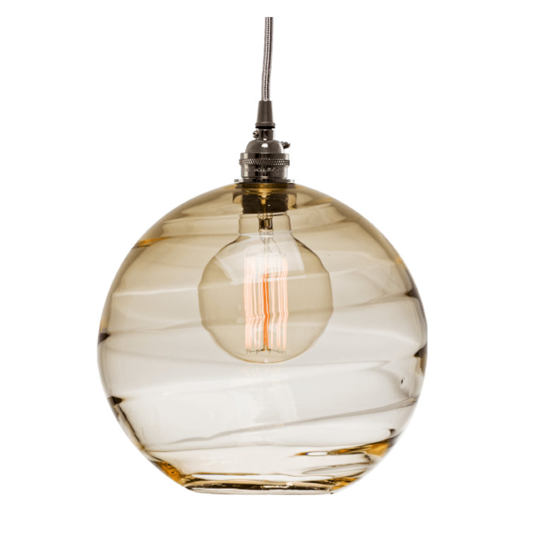 Terra Optic Amber Globe Pendant in Metallic Beige Silver