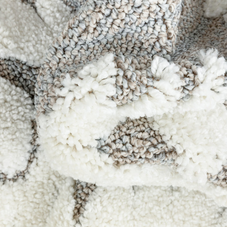 Gray and Beige 5' x 7' Moroccan Pattern Area Rug