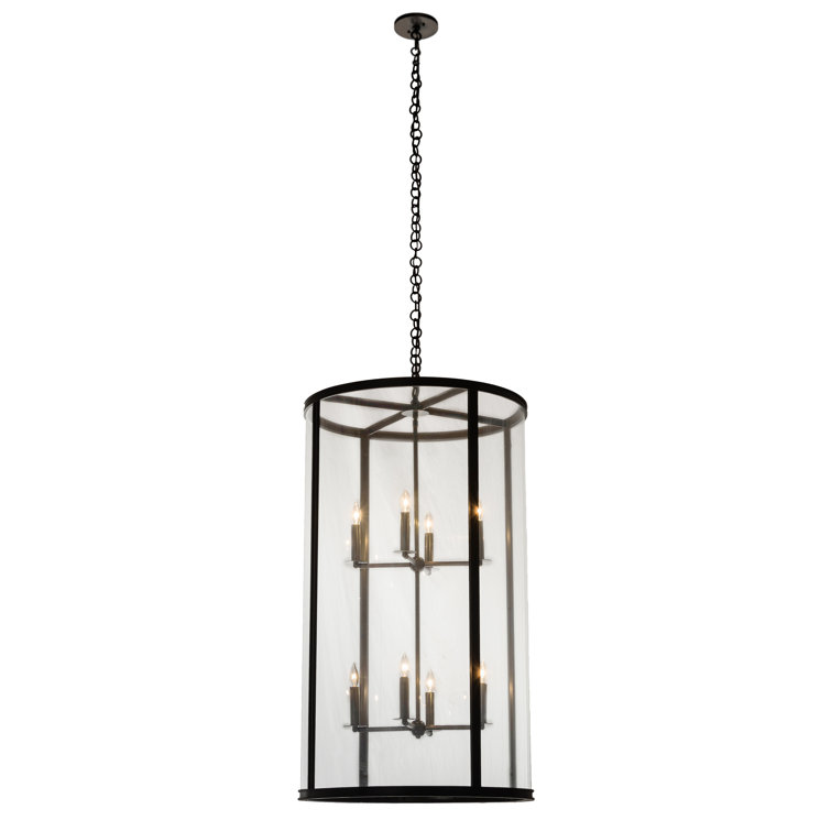 Craftsman Brown 8-Light Clear Glass Pendant