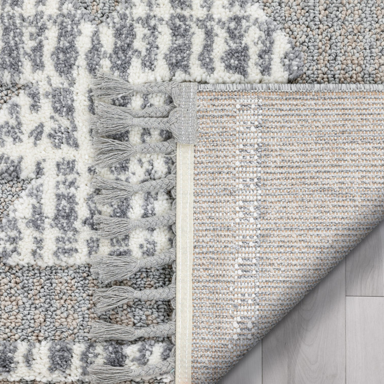 Ivory Geometric Synthetic Reversible Runner Rug