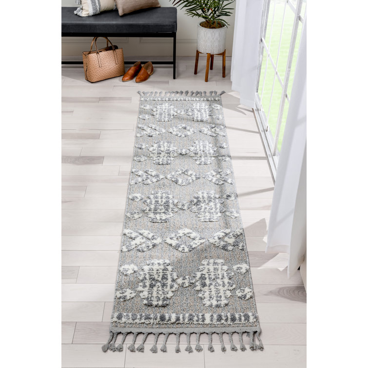 Ivory Geometric Synthetic Reversible Runner Rug