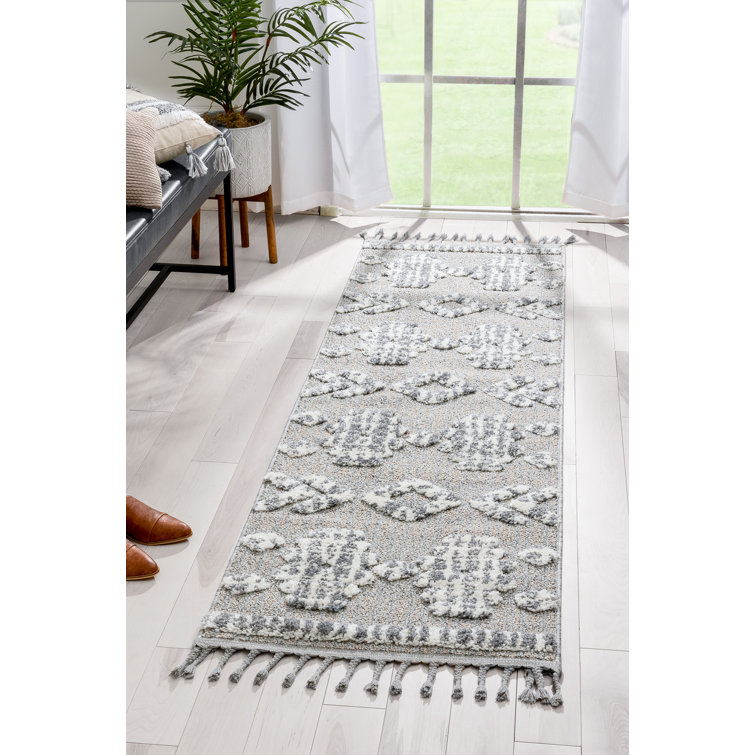 Ivory Geometric Synthetic Reversible Runner Rug